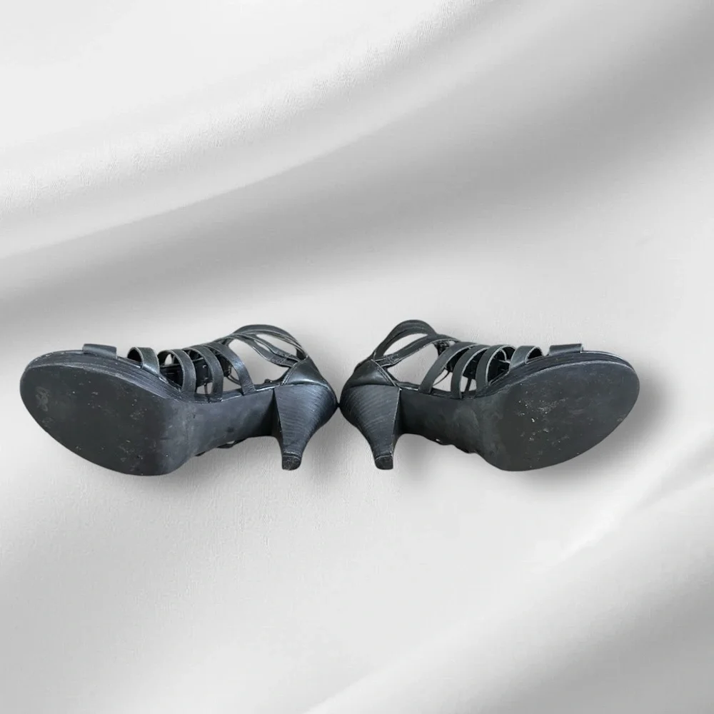 Via Spiga high heel sz 7 leather Roman strappy buckles platform dress shoes - Picture 9 of 12